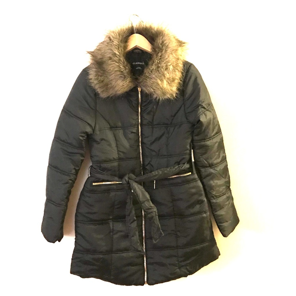 Women's Parka Jacket w/Faux Fur Trimmed Collar